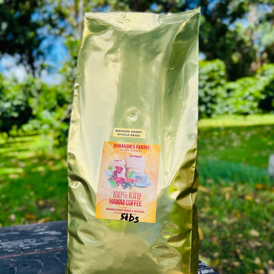5 lb wholesale bag of Miranda's Farms 100% Kaʻū coffee