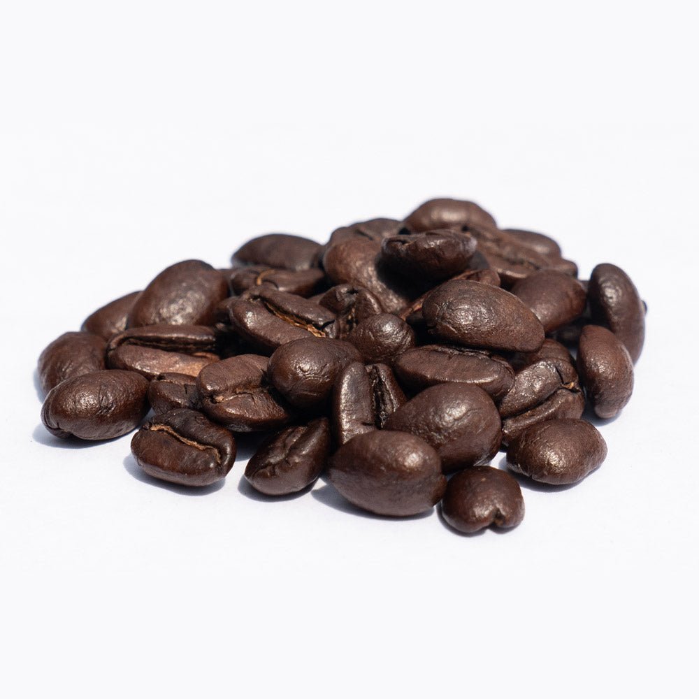 Dark roasted Yellow Caturra coffee beans from Kaʻū, Hawaiʻi